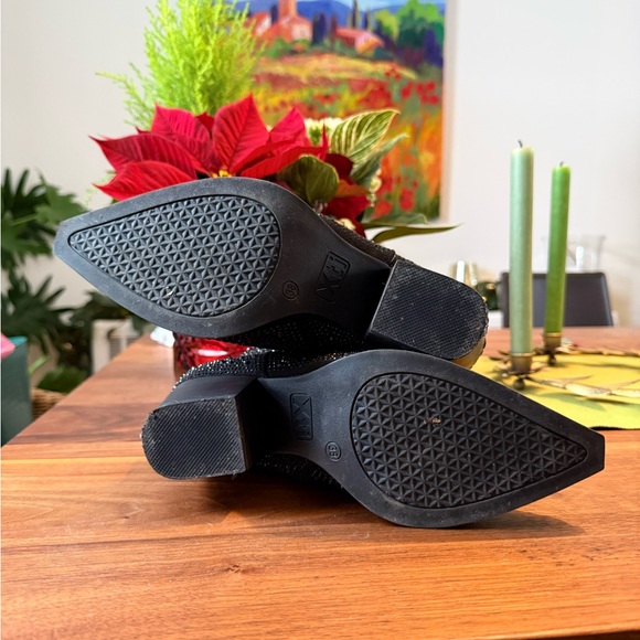 Xti Black Rhinestone Ankle Cowboy Boots Size 38 - Picture 5 of 6